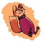  2020 abstract_background ambiguous_gender anthro barefoot belt bottomwear brown_ears canid canine cheek_tuft clothed clothing cute_fangs dipstick_tail disney facial_tuft fox fuel_(artist) hi_res high_pants inner_ear_fluff mammal multicolored_tail neck_tuft nick_wilde orange_background pants pawpads red_fox simple_background solo tuft zootopia 