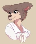  2020 anthro beastars blue_eyes brown_body brown_fur canid canine canis digital_media_(artwork) female fur headshot_portrait hi_res juno_(beastars) mammal portrait rainbowscreen smile solo tan_body tan_fur wolf 