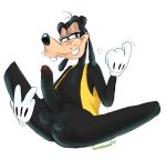  anthro big_penis canid canine canis clothing disney domestic_dog genitals goofy_(disney) humanoid_genitalia humanoid_penis legs_spreading looking_at_viewer male mammal penis smile smirk solo toonsexual topwear vest 