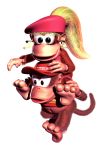  1995 3_toes 3d_(artwork) 4_fingers alpha_channel anthro baseball_cap belly beret biped black_eyeliner black_eyes blonde_hair bottomless brown_body brown_fur brown_tail carrying clothed clothing colored_nails conjoined_eyes diddy_kong digital_media_(artwork) dixie_kong donkey_kong_(series) drill_curls duo eyelashes eyeliner female female_on_top fingernails fingers full-length_portrait fur gloves_(marking) green_eyes hair hand_on_head hat headgear headwear hi_res kong leg_grab leg_markings light light_skin lighting looking_at_viewer makeup male mammal markings multicolored_body muzzle_(marking) nails navel nintendo official_art on_shoulders on_top on_top_of open_mouth open_smile pink_clothing pink_fingernails pink_hat pink_headwear pink_nails pink_toenails pink_topwear plantigrade ponytail portrait primate red_clothing red_hat red_headwear red_shirt red_topwear semi-anthro shadow shirt simple_background slightly_chubby smile socks_(marking) soles standing tan_body tan_markings tan_skin toenails toes topwear transparent_background two_tone_body unknown_artist video_games walking 