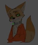  2016 anthro canid canine chest_tuft clothed clothing collar disney fox fur green_eyes grey_background hi_res male mammal nick_wilde open_shirt puki shirt shock_collar simple_background solo topwear tuft zootopia 