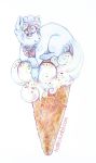  alolan_vulpix ambiguous_gender blue_eyes blue_nose cheek_tuft claws dessert eyelashes facial_tuft feral food fur ice_cream ice_cream_cone looking_aside melting nekophoenix nintendo pok&eacute;mon pok&eacute;mon_(species) regional_form_(pok&eacute;mon) signature smile solo sprinkles tuft video_games white_body white_fur 