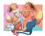  3_toes anal anal_penetration blue_body blue_eyes blue_fur blue_nose blush bodily_fluids chest_tuft clothed clothed_feral clothing cunnilingus cute_fangs dipstick_tail eevee eeveelution erection female feral feral_on_feral feral_penetrated feral_penetrating feral_penetrating_feral flareon fur green_eyes green_nose group group_sex h2o2 happy happy_sex hi_res hoodie internal jewelry leaf leg_markings legwear looking_away male male/female male/male mango_(h2o2) markings multicolored_body multicolored_fur multicolored_tail necklace neve_(plattyneko) nintendo open_mouth oral pattern_clothing pattern_legwear penetration pink_markings pok&eacute;mon pok&eacute;mon_(species) red_eyes red_nose rose_(h2o2) saliva sex shinx shy simple_background snout socks_(marking) stockings striped_clothing striped_legwear striped_stockings stripes threesome toes tongue tongue_out topwear tuft two_tone_body two_tone_fur vaginal vaginal_penetration video_games 