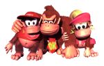  1995 3_toes 3d_(artwork) 4_fingers 5_fingers all_fours alpha_channel anthro ape arm_around_shoulders arm_grab baseball_cap belly beret biped black_eyeliner black_eyes blonde_hair bottomless brown_body brown_fur clothed clothing colored_nails conjoined_eyes diddy_kong digital_media_(artwork) dixie_kong donkey_kong_(character) donkey_kong_(series) drill_curls embrace eyebrows eyelashes eyeliner female fingernails fingers fist front_view full-length_portrait fur fur_tuft gloves_(marking) green_eyes group hair hand_on_shoulder haplorhine happy hat head_tilt head_tuft headgear headwear hi_res kong leaning leg_markings light light_skin lighting looking_at_viewer makeup male mammal markings mostly_nude multicolored_body muzzle_(marking) nails navel necktie nintendo official_art open_mouth open_smile pink_clothing pink_fingernails pink_hat pink_headwear pink_nails pink_toenails pink_tongue pink_topwear plantigrade ponytail portrait primate red_clothing red_hat red_headwear red_shirt red_topwear semi-anthro shadow shirt simple_background slightly_chubby smile socks_(marking) standing tan_body tan_markings tan_skin toenails toes tongue topwear transparent_background tuft two_tone_body unibrow unknown_artist video_games 
