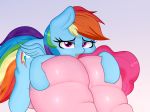  absurd_res airsicksubset big_butt bodily_fluids butt duo equid equine female feral friendship_is_magic hasbro hi_res huge_butt mammal my_little_pony pinkie_pie_(mlp) pterippus rainbow_dash_(mlp) saliva thick_thighs tongue tongue_out wings 