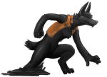  2018 3_toes 4_fingers alpha_channel ambiguous_gender anthro barefoot biped black_body black_eyes black_nose bottomless canid canine chest_tuft clothed clothing digital_drawing_(artwork) digital_media_(artwork) digitigrade featureless_crotch fingers fist goo_creature looking_away mammal orange_clothing orange_topwear paws running side_view simple_background small_tail solo toes topwear transparent_background tuft verkele walking 