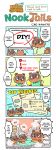  2020 absurd_res animal_crossing anthro bathing blue_eyes bottomwear brown_body brown_fur canid canine cho_hanayo clothing comic english_text fur group hi_res hot_spring mammal nintendo official_art raccoon_dog shirt shorts slightly_chubby tanuki text timmy_nook tom_nook_(animal_crossing) tommy_nook topwear video_games water 