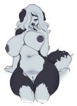  2020 anthro big_breasts border_collie breasts canid canine canis cherrikissu collie curvy_figure digital_media_(artwork) domestic_dog elaine_budderbup female fur genitals hair herding_dog hi_res huge_breasts long_hair looking_at_viewer mammal mature_female multicolored_body multicolored_fur nipples nude pastoral_dog pussy sheepdog simple_background smile solo thick_thighs voluptuous white_body white_fur wide_hips 