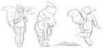  2016 anthro big_butt biped butt clothed clothing comic digital_media_(artwork) doing_it_wrong english_text female fluffy fluffy_tail fully_clothed fur furret happy kori_(potoobrigham) monochrome nintendo nude open_mouth open_smile pajama_pants pajama_shirt pajamas pok&eacute;mon pok&eacute;mon_(species) potoobrigham simple_background sketch smile solo speech_bubble standing striped_body striped_fur striped_tail stripes text thick_thighs undressing video_games white_background wide_hips 