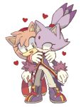  &lt;3 2014 amy_rose anthro blaze_the_cat bukikobuta clothing domestic_cat duo eulipotyphlan felid feline felis female footwear fur gloves green_eyes handwear hedgehog hug hugging_from_behind looking_at_another mammal mario_&amp;_sonic_at_the_olympic_games pink_body pink_fur purple_body purple_fur shoes simple_background smile sonic_the_hedgehog_(series) standing white_background yellow_eyes 