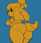  animal_crossing anthro bottomless butt canid canine canis clothed clothing domestic_dog female hi_res isabelle_(animal_crossing) kaboozey mammal nintendo partially_clothed solo video_games 