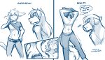  2020 abs anthro basitin belt blush bottomwear canid canine canis chest_tuft clothed clothing comic conditional_dnp dialogue duo english_text expectation_vs_reality eyes_closed female hair hi_res invalid_tag keidran keith_keiser laugh male male/female mammal monochrome natani navel pants signature simple_background sketch smile stare stomach striptease stuck text tom_fischbach tongue tongue_out topless tuft twokinds undressing webcomic white_background wolf 