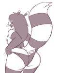  2018 anthro anthrofied big_butt biped butt clothing digital_media_(artwork) dressing female fluffy fluffy_tail furret kori_(potoobrigham) nintendo panties pok&eacute;mon pok&eacute;mon_(species) pok&eacute;morph potoobrigham rear_view simple_background solo striped_tail stripes thick_thighs tongue tongue_out underwear video_games white_background 
