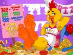  4_toes anthro avian bird chica_(fnaf) chicken coin feet female five_nights_at_freddy&#039;s foot_focus galliform gallus_(genus) lazzylad phasianid soles solo toes video_games 