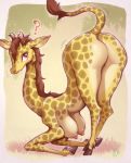  2019 ? areola blush breasts busty_feral butt female feral fur giraffe giraffid hi_res mammal melonleaf nipples red_eyes solo wide_hips 