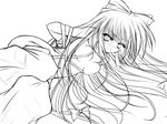  bangs bdsm bondage bound danshaku fujiwara_no_mokou greyscale monochrome solo topless touhou 