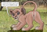  anthro anus butt cum disney feline female innuendo lion looking_at_viewer looking_back mammal presenting presenting_hindquarters pussy raised_tail solo the_lion_king vitani 