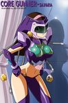  breasts brown_hair core_gunner cosplay covered_nipples hairband jilpoong17 large_breasts long_hair mazinger_z mecha mecha_musume midriff navel shinkon_gattai_godannar!! solo yumi_sayaka 