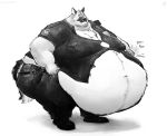  anthro aokmaidu badge belly belly_overhang belly_rub big_belly big_butt butt canine chubby_cheeks clothed clothing dog double_chin fur german_shepherd gun hand_on_hip hand_on_stomach holster huge_butt hyper hyper_belly hyper_butt male mammal midriff monochrome moobs morbidly_obese navel obese obese_male overweight overweight_male police police_officer police_uniform radio ranged_weapon sheathed_weapon simple_background smile solo sound_effects straining_buttons thick_thighs uniform weapon white_background wide_hips 