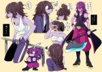  &lt;3 2018 _homonishi_chan armband axe boots bracelet clothed clothing coat deltarune female footwear hair japanese_text jewelry long_hair melee_weapon muscular muscular_female reptile scalie simple_background solo standing susie_(deltarune) teeth text translation_request weapon 