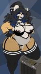  2020 amplifier anthro belly big_breasts biped black_hair bottomwear bracelet breasts clothed clothing collar cricetid curvy_figure digital_drawing_(artwork) digital_media_(artwork) dyed-hair female fingers fishnet fishnet_legwear fur georgie_(mexifurfoof) goth guitar hair hamster hi_res holding_object jewelry legwear mammal mexifurfoof musical_instrument nipples overweight pasties plucked_string_instrument rodent simple_background solo spiked_bracelet spiked_collar spikes standing stockings string_instrument thick_thighs thigh_highs topwear voluptuous wide_hips 