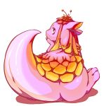  2019 big_tail digital_media_(artwork) dragon female flower flower_on_head kemono lilac_(pyritie) nude petals pink_body plant pooding reptile scalie semi-anthro solo thick_thighs wide_hips 
