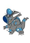  2018 3_toes 4_fingers absurd_res alien ambiguous_gender black_eyes claws crossover disney experiment_(lilo_and_stitch) fingers flat_colors fossil_pok&eacute;mon grey_body hammerface hi_res hybrid lilo_and_stitch nintendo open_mouth pok&eacute;mon pok&eacute;mon_(species) rampardos simple_background solo standing toe_claws toes tombola1993 video_games white_background white_claws 
