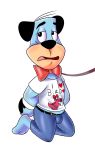  anthro birdo bottomwear bulge canid canine canis censored clothing domestic_dog genitals hanna-barbera hi_res huckleberry_hound jeans male mammal mario_bros nintendo pants saddle shirt solo the_huckleberry_hound_show topwear video_games 