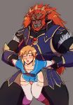  2020 anal anal_penetration big_dom_small_sub blonde_hair blush clothed clothing dark_skin digital_media_(artwork) duo erection erection_under_clothing facial_hair from_behind_position ganondorf genitals gerudo girly hair hi_res humanoid humanoid_on_humanoid humanoid_pointy_ears hylian larger_male link looking_pleasured male male/male male_penetrated male_penetrating male_penetrating_male mammal nintendo nnsfwbot not_furry penetration penis red_hair sex simple_background size_difference smaller_male text the_legend_of_zelda torn_clothing url video_games 