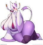 anthro big_breasts blush bodily_fluids breasts clothing female hi_res huge_breasts hyper hyper_breasts looking_at_viewer mienshao navel nintendo pok&eacute;mon pok&eacute;mon_(species) rabbitbrush slightly_chubby solo sweat underwear video_games 