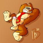  alternate_version_at_source anthro ape balls bibbidy big_penis brown_body brown_eyes brown_fur donkey_kong_(character) donkey_kong_(series) feet fur genitals gorilla hands_behind_head haplorhine hi_res humanoid_genitalia humanoid_penis looking_at_viewer male mammal mostly_nude muscular muscular_male necktie nintendo nipples penis primate signature smile solo spread_legs spreading tan_body tan_skin video_games 