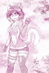  anthro clothing eyewear fejess96 felid feline female fluffy fluffy_ears fluffy_tail glasses hair hi_res mammal monochrome pointy_nose signature simple_background solo 