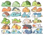  ambiguous_gender amphibian avian back_markings beak black_body black_nose blue_body brown_nose bulbasaur canid canine charmander chespin chibi chikorita chimchar curled_tail cyndaquil eyes_closed felid feline fennekin fire freckles froakie grass green_body grookey group head_markings hi_res lagomorph litten lying mammal markings mudkip nintendo on_front open_mouth orange_body oshawott pink_nose piplup pok&eacute;mon pok&eacute;mon_(species) popplio primate reptile rowlet scalie scorbunny shell simple_background sleeping snivy snoring sobble spikes squirtle starter_trio suid suina sus_(pig) tepig torchic totodile treecko turtwig video_games white_background white_body yellow_eyes 