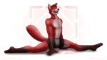  (fursona) 16:9 anthro black_hair black_nose canid canine claws clothed clothing flexibility flexible fox fur hair la_volpe looking_at_viewer male mammal michanicks_(fursona) portrait red_body red_fur russian smile solo splits spread_legs spreading toe_claws topless underwear widescreen 
