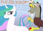  chimera discord_(mlp) draconequus equid equine female feral friendship_is_magic hair hasbro horse hybrid jpgr male male/female mammal mane my_little_pony pony princess_celestia_(mlp) razor smile tools 