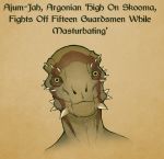  argonian bethesda_softworks blank_stare english_text humor male mugshot parody scalie solo text the_elder_scrolls tilting_head video_games wide-eyed 