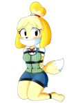  animal_crossing anthro bdsm belly black_nose bondage bottomwear bound bow canid canine canis clothed clothing dipstick_tail domestic_dog female fully_clothed gag isabelle_(animal_crossing) mammal multicolored_tail negitives nintendo shih_tzu skirt solo topwear toy_dog vest video_games 