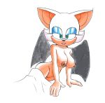  anthro big_breasts breasts brown_nipples chiropteran female fours_(artist) hi_res laying_on_bed looking_at_viewer lying mammal nipples on_side rouge_the_bat solo sonic_the_hedgehog_(series) wings 