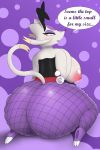  2019 anthro big_breasts big_butt blush bodily_fluids breasts bunny_costume butt butt_focus clothed clothing costume english_text female fishnet fishnet_legwear gourd gourd_bottle hi_res ineffective_clothing lactating legwear lei_(pandashorts) looking_at_viewer looking_back mienshao nintendo pandashorts partially_clothed pok&eacute;mon pok&eacute;mon_(species) simple_background solo text thick_thighs video_games 