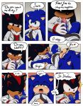  anthro bottomless clothed clothing comic dialogue duo foreskin genitals hi_res male male/male nowykowski7 oral penis shadow_the_hedgehog sonic_the_hedgehog sonic_the_hedgehog_(series) 