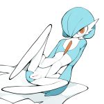  featureless_chest female gardevoir hi_res nintendo not_furry pok&eacute;mon pok&eacute;mon_(species) shiny_pok&eacute;mon simple_background smile solo video_games white_background white_body white_skin youjomodoki 