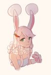  &lt;3 2019 anthro biped blue_body blue_fur breasts bubble carrot clothed clothing digital_media_(artwork) female food fur gloves green_eyes hair handwear hi_res lagomorph leporid looking_at_viewer mammal multicolored_body multicolored_fur paws pillow pink_nose plant rabbit simple_background small_breasts smile solo teeth tongue topwear usawa_fuwakaru vegetable white_background white_body white_fur 