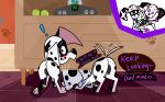  ! 101_dalmatian_street 101_dalmatians 2020 animal_genitalia animal_pussy anus ball bent_over black_body black_fur blush butt canid canine canine_pussy canis collar dalmatian dee_dee_(101_dalmatians) digital_media_(artwork) disney dizzy_(101_dalmatians) domestic_dog duo_focus english_text fan_character female feral fur gaming genitals gesture group hi_res looking_at_viewer looking_back male mammal nintendo nintendo_64 pink_eyes presenting presenting_hindquarters pussy smile spots tailwag tennis_ball text thumbs_up video_games white_body white_fur whitewolf20xx young 