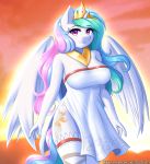  2020 5_fingers anthro clothed clothing crossover cutie_mark digital_media_(artwork) equid eyelashes female fingers friendship_is_magic hi_res horn kid_icarus kid_icarus_uprising legwear looking_at_viewer mammal my_little_pony nintendo outside palutena princess_celestia_(mlp) smile solo text twistedscarlett60 url video_games winged_unicorn wings 