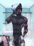 abs absurd_res after_shower anthro arbrecent athletic bbc felid genitals hair hi_res humanoid_genitalia humanoid_penis invalid_color machine male mammal mecha mechanic mechanical_arm muscular pantherine penis shower shower_scene solo 