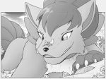  2020 4_toes adrian_(foxgamer01) ambiguous_gender barefoot black_nose canid canine chest_tuft claws cloud detailed_background digital_drawing_(artwork) digital_media_(artwork) duo eeveelution faith_(foxgamer01) fan_character feral flareon fluffy fluffy_tail front_view grass greyscale hair larger_ambiguous looking_at_another macro mammal micro monochrome multi_tail nintendo nude on_nose outside paws plant pok&eacute;mon pok&eacute;mon_(species) quadruped s2-freak short_hair shrub size_difference sky smaller_ambiguous standing teeth three-quarter_view toes tree tuft video_games vulpix white_claws 