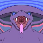  2020 anthro arbok baron_montesque bodily_fluids cel_shading digital_media_(artwork) fangs hi_res hypnosis imminent_vore king_diamond_(baron_montesque) looking_at_viewer male mind_control mouth_shot nintendo open_mouth pok&eacute;mon pok&eacute;mon_(species) reptile ringed_eyes saliva saliva_on_tongue scalie simple_background smile snake snake_hood solo teeth tongue tongue_out video_games vore 