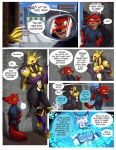  anthro beastars building canid canine canis clothing comic dialogue digimon digimon_(species) disney english_text fox fur hi_res leaning_on_wall legoshi_(beastars) looking_at_another mammal nauyaco nick_wilde outside police_uniform red_body red_fox red_fur road sakuyamon speech_bubble text uniform wolf zootopia 