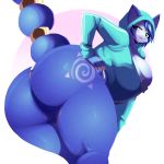  1:1 2020 anthro big_breasts big_butt bottomless breasts butt butt_focus canid canine clothed clothing digital_media_(artwork) female fox hi_res hoodie hoodie_only huge_butt krystal looking_back mammal markings nintendo riendonut solo star_fox tailband thick_thighs topwear tribal_markings video_games 