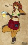  2020 5_fingers alishka anthro black_nose breasts brown_body brown_eyes brown_fur brown_hair canid canine canis digital_media_(artwork) female fingers fur hair hi_res mammal midriff navel open_mouth pasties solo teeth tongue wolf 